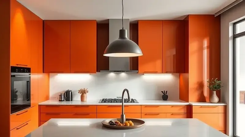 Luminária pendente moderna integrada à decoração de cozinha