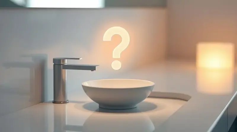 Imagem conceitual de uma saboneteira em uma bancada com um ponto de interrogação brilhante acima, simbolizando perguntas frequentes.