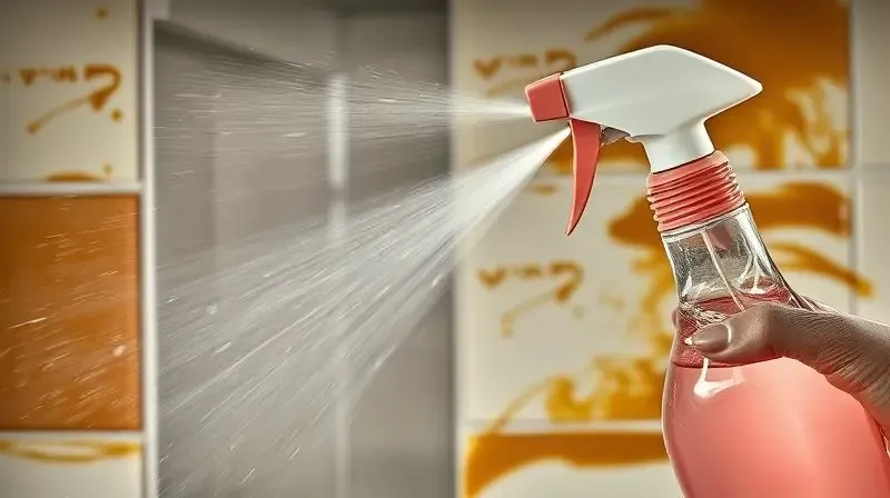 Ação desengordurante de um limpador multiuso em uma superfície de cozinha engordurada, mostrando a eficácia do produto.